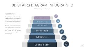 莫兰迪蓝色3D阶梯PPT图表27