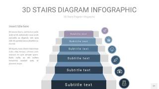 莫兰迪蓝色3D阶梯PPT图表27