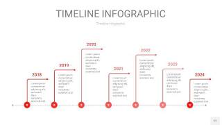 红色时间轴PPT信息图12
