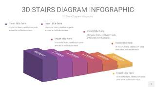 渐变紫黄色3D阶梯PPT图表3