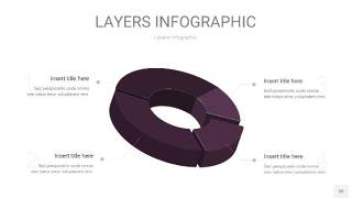 深紫色3D分层PPT信息图30