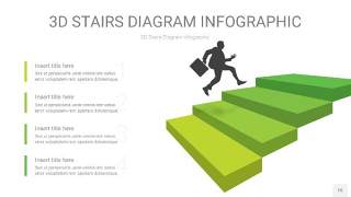 渐变绿色3D阶梯PPT图表15