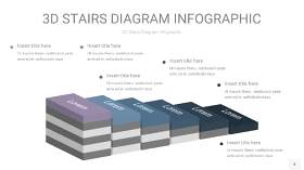 莫兰迪蓝色3D阶梯PPT图表4