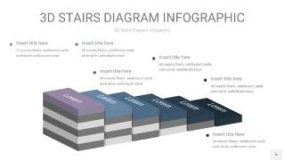 莫兰迪蓝色3D阶梯PPT图表4