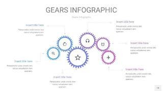 紫蓝色齿轮PPT信息图14