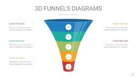 彩色3D漏斗PPT信息图表3