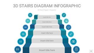 蓝绿色3D阶梯PPT图表28