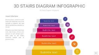 多色3D阶梯PPT图表27