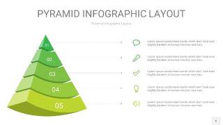 草绿色3D金字塔PPT信息图表6
