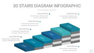 蓝绿色3D阶梯PPT图表2