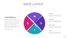 玫瑰紫SWOT图表PPT15