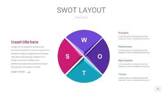 玫瑰紫SWOT图表PPT15