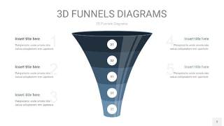 深天蓝3D漏斗PPT信息图表3