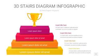 多色3D阶梯PPT图表11