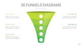 浅绿色3D漏斗PPT信息图表3