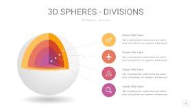 渐变紫黄色3D球体切割PPT信息图6