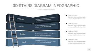 莫兰迪蓝色3D阶梯PPT图表30
