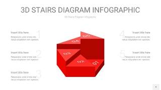 红色3D阶梯PPT图表8