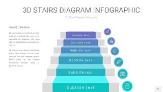 青色渐变3D阶梯PPT图表27