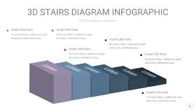莫兰迪蓝色3D阶梯PPT图表3
