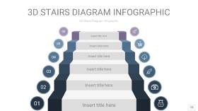 莫兰迪蓝色3D阶梯PPT图表28