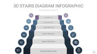 莫兰迪蓝色3D阶梯PPT图表28