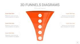 橘红色3D漏斗PPT信息图表3