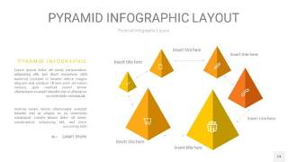 渐变黄色3D金字塔PPT信息图表24