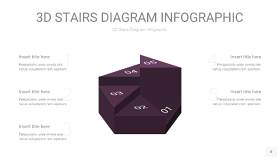 渐变深紫色3D阶梯PPT图表8
