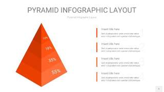 橘红色3D金字塔PPT信息图表5