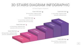 渐变粉紫色3D阶梯PPT图表1