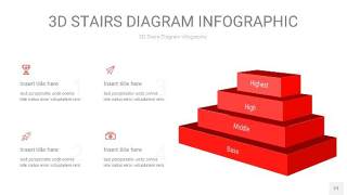 红色3D阶梯PPT图表21