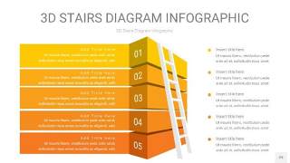 渐变黄色3D阶梯PPT图表29