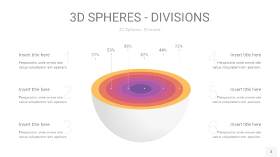 渐变紫黄色3D球体切割PPT信息图3