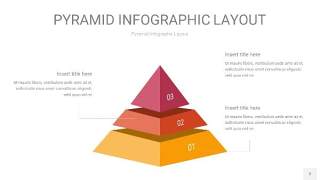 渐变紫黄色3D金字塔PPT信息图表2