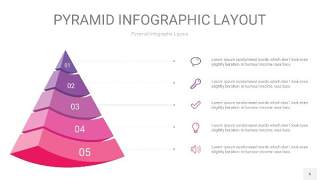 粉紫色3D金字塔PPT信息图表6