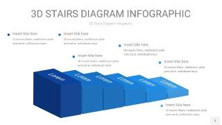 渐变蓝色3D阶梯PPT图表3
