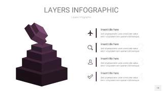 深紫色3D分层PPT信息图14