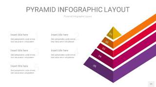 红黄色3D金字塔PPT信息图表21