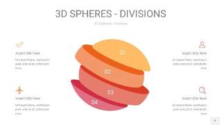 渐变橙色3D球体切割PPT信息图9