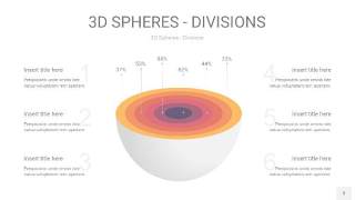 渐变橙色3D球体切割PPT信息图3