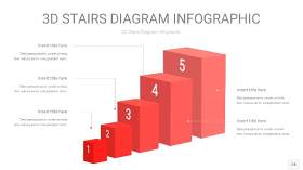 红色3D阶梯PPT图表24
