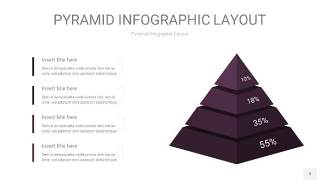 深紫色3D金字塔PPT信息图表3