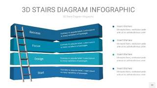 蓝绿色3D阶梯PPT图表30