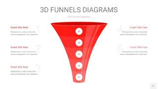 红色3D漏斗PPT信息图表3