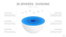 渐变蓝色3D球体切割PPT信息图3