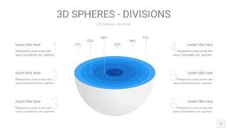 渐变蓝色3D球体切割PPT信息图3