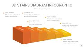 渐变黄色3D阶梯PPT图表3