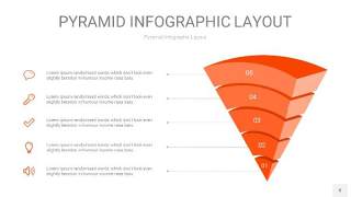 橘红色3D金字塔PPT信息图表8