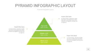 草绿色3D金字塔PPT信息图表14
